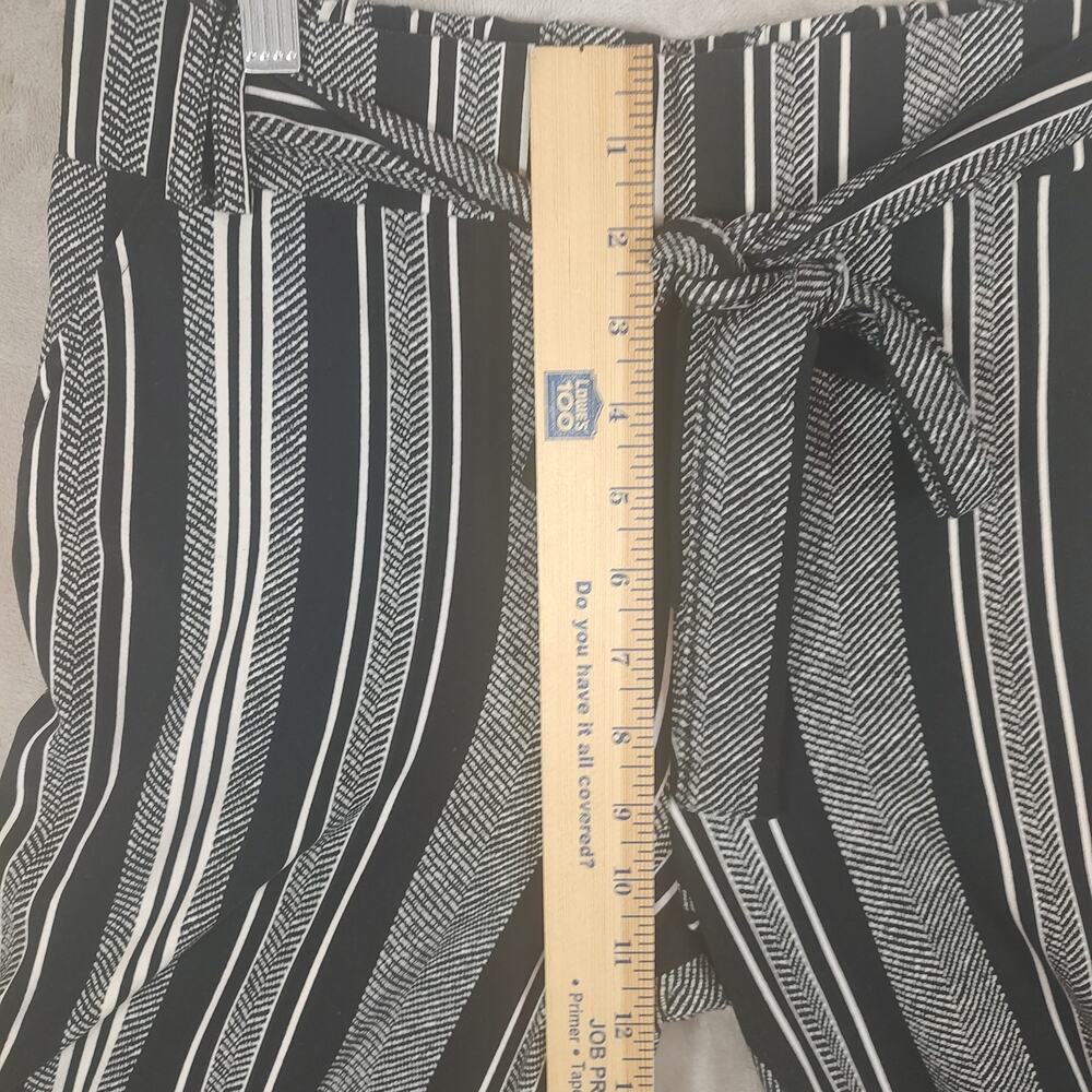 Women's Black White Striped Wide Leg Pants by Joe B. Pullon Tie-Belt Size Large - Picture 16 of 16